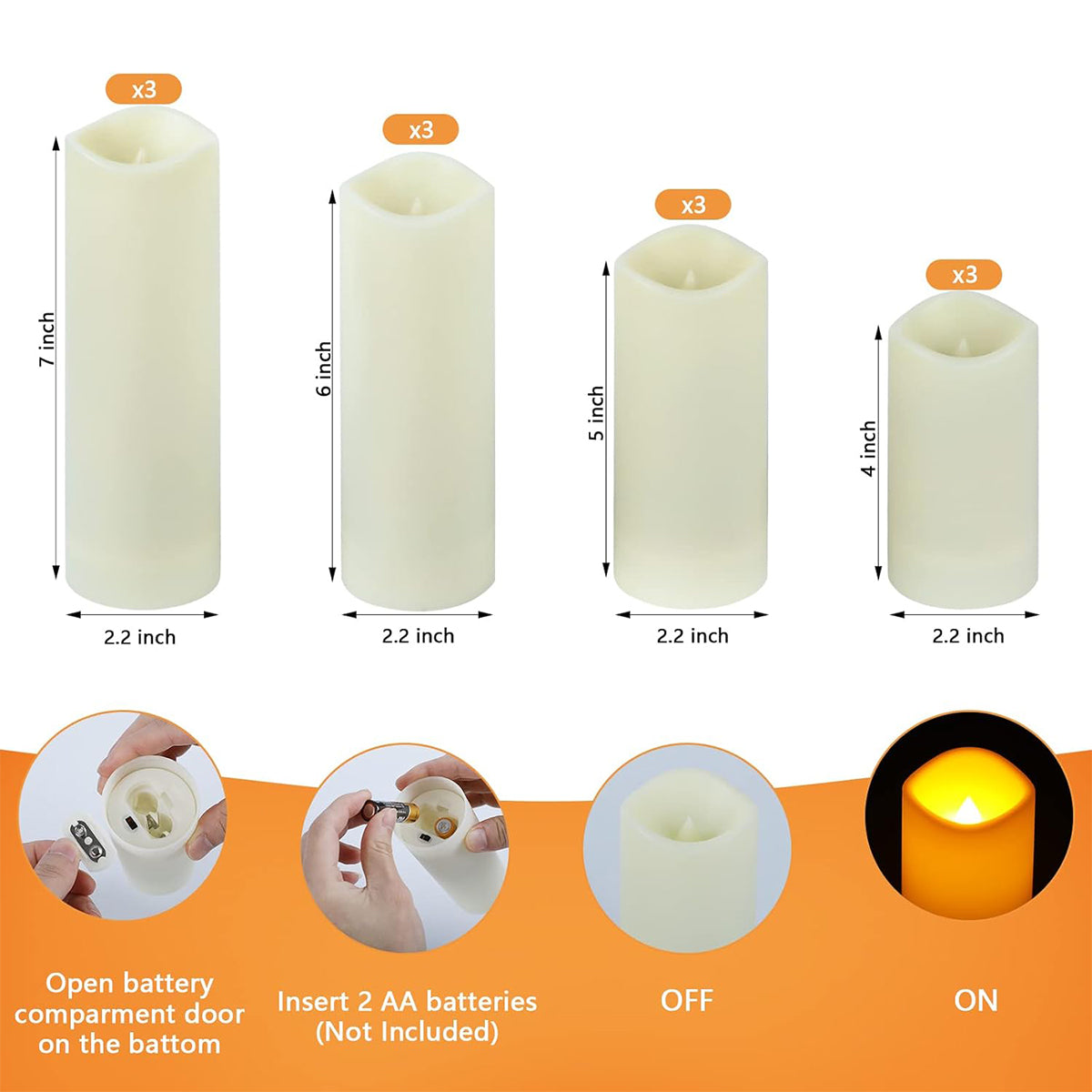 Bougies LED effet flamme