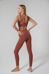 Legging Sport Femme Taille Haute brique